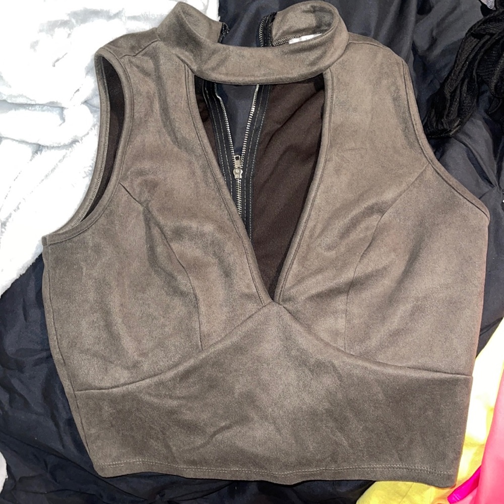 Olive velvet top
